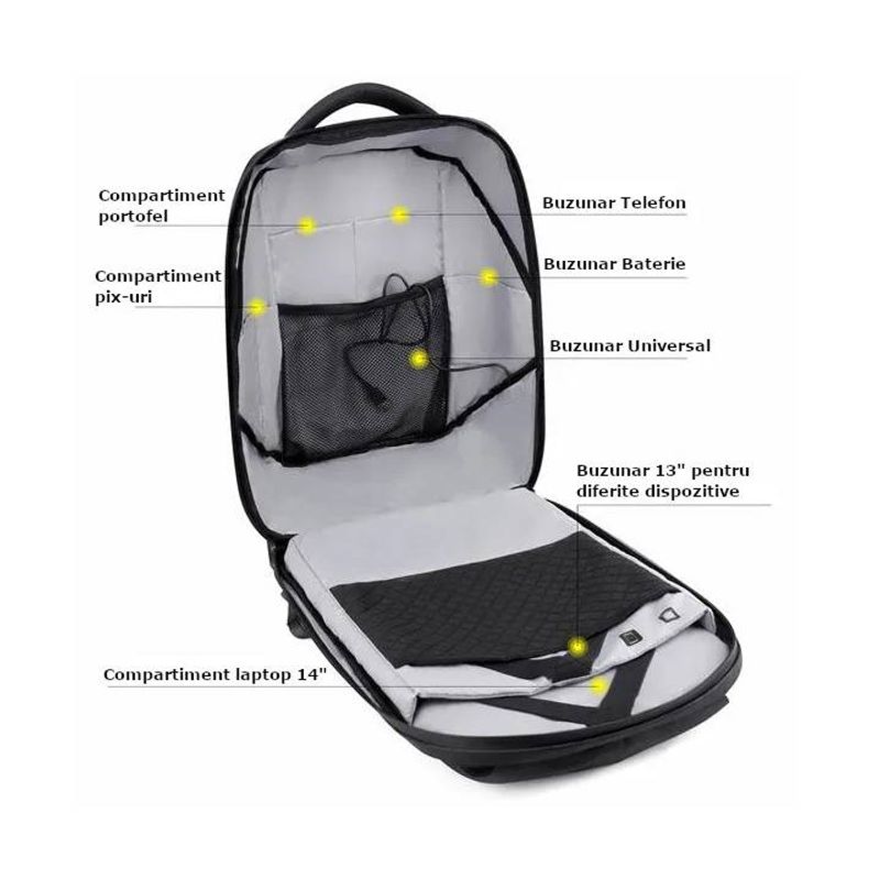 Fashion, accesorii si bijuterii - Copii - Accesorii copii - Genti si rucsacuri copii - Rucsac Smart cu Display LED, WiFi, Waterproof, Antifurt, Aplicatie Dedicata iOS/Android, Port USB Extern, Albastru - Infinity.ro