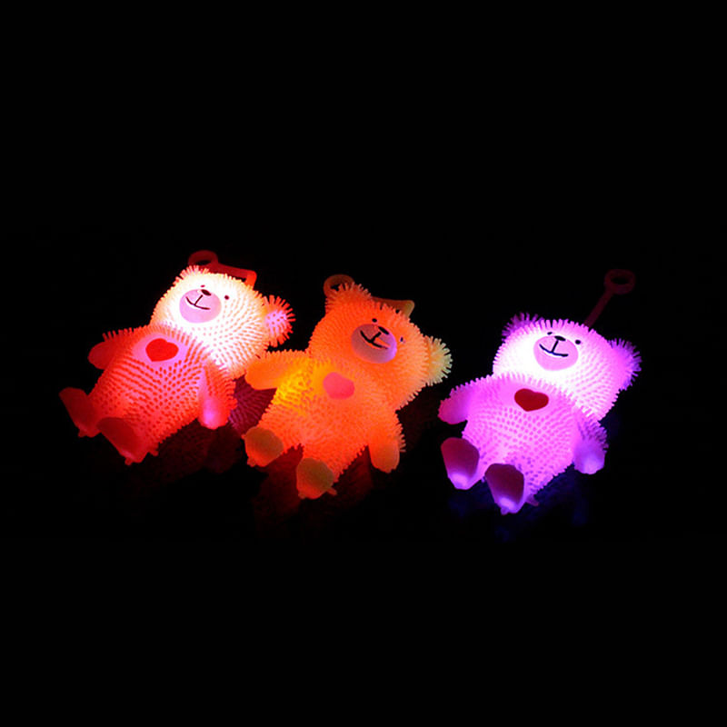 Jucarii, Copii si Bebe - Jucarii si jocuri - Figurine - Figurina in forma de urs Puffer Bear antistres, stressball, cu lumini led, portocaliu - Infinity.ro