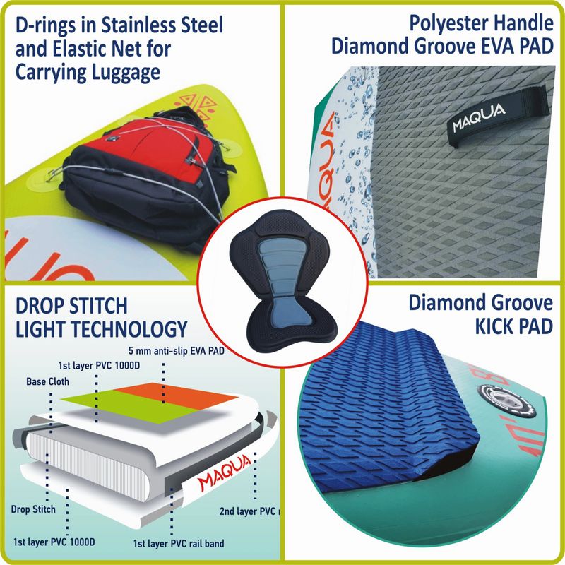 Sport si Outdoor - Sporturi acvatice - Sporturi pe placa - Surf - Set placa Paddelboard SUP, surf gonflabila Voyager KAYAK KIT, 360 cm x 80 cm x 15 cm MAQUA - Infinity.ro