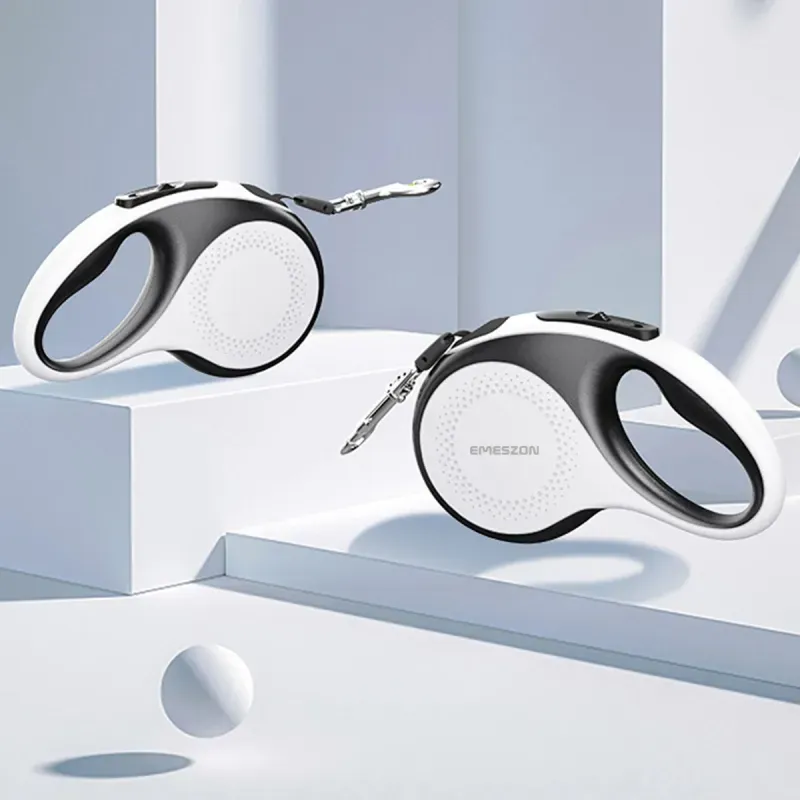 Petshop - Accesorii petshop - Zgarzi, lese si hamuri - Lese - Lesa retractabila electrica lanterna LED 200 Lumeni Emeszon® pisici caini pana la 50Kg acumulator antirasucire, 5m, alb - Infinity.ro