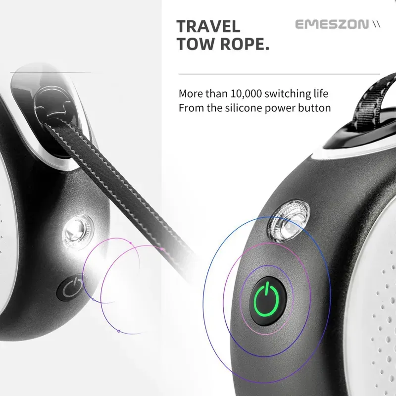 Petshop - Accesorii petshop - Zgarzi, lese si hamuri - Lese - Lesa retractabila electrica lanterna LED 200 Lumeni Emeszon® pisici caini pana la 50Kg acumulator antirasucire, 5m, alb - Infinity.ro