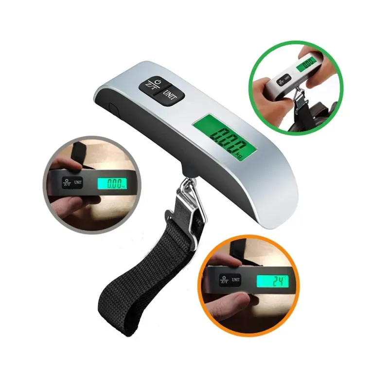 Casa si Gradina - Constructii - Depozitare, transport si protectie - Cantare electronice comerciale - Cantar de mana electronic, KetoTek, display LCD iluminat verde, 50 kg, pentru genti, bagaje si colete, negru - argintiu - Infinity.ro