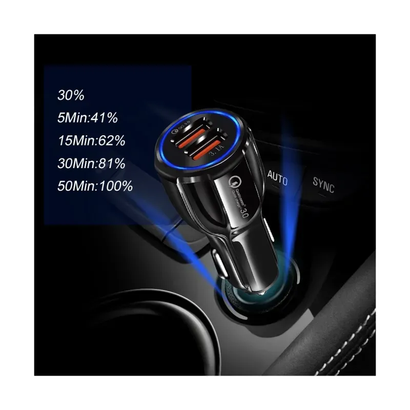 Laptop, Telefoane si Tablete - Telefoane mobile si accesorii - Accesorii Telefoane - Incarcatoare telefoane - Incarcator auto telefon mobil dual USB 5V 3.1A - 6A 30W, Incarca Rapid LED, Quick Charge 3.0, 5 tipuri de protectii, Alb - Infinity.ro