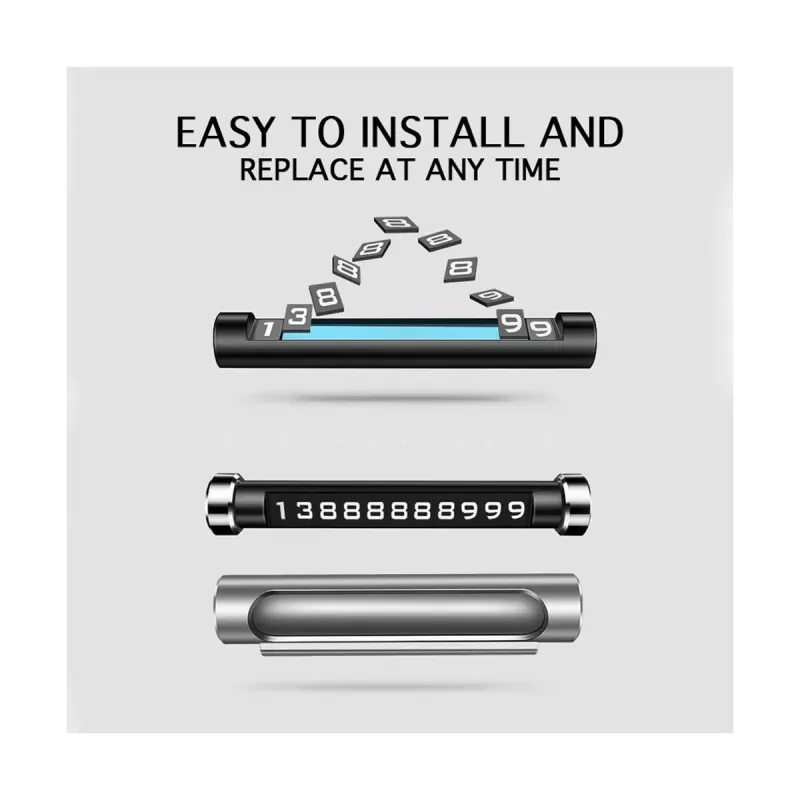 Auto si Moto - Electrice auto - Alte accesorii electrice auto - Suport numar telefon mobil afisaj numar telefon parcare temporara pentru parbriz masina iluminare noaptea, silver - Infinity.ro