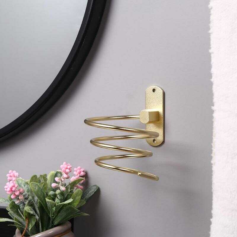 Casa si Gradina - Sanitare - Suporturi si accesorii baie - Suporturi baie - Suport pentru uscator de par, auriu, aluminiu - Infinity.ro