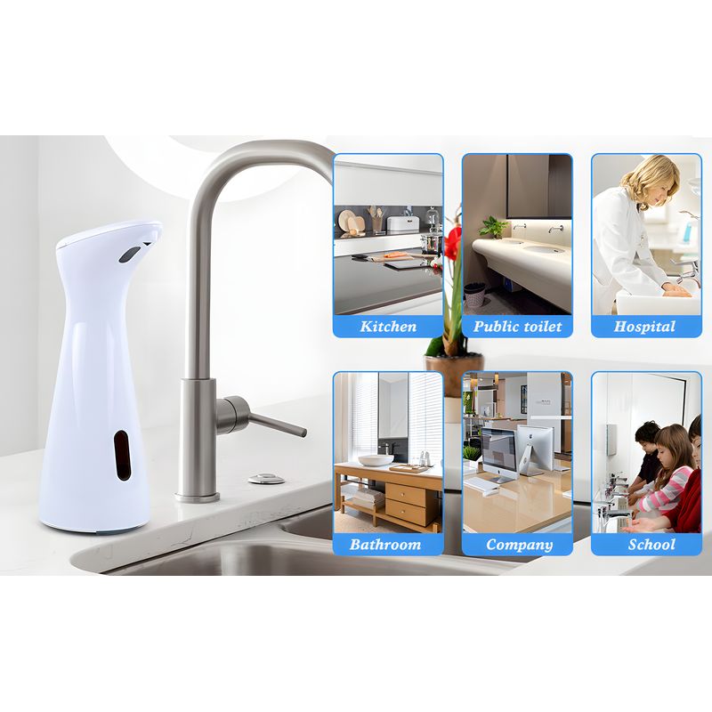 Casa si Gradina - Sanitare - Suporturi si accesorii baie - Dispensere - Dispenser Automat de Sapun Lichid, BLEKSY®, Senzor Touchless, Pentru Baie, Bucatarie si Birou, 200 ml, Dozare 1 ml, Alb - Infinity.ro