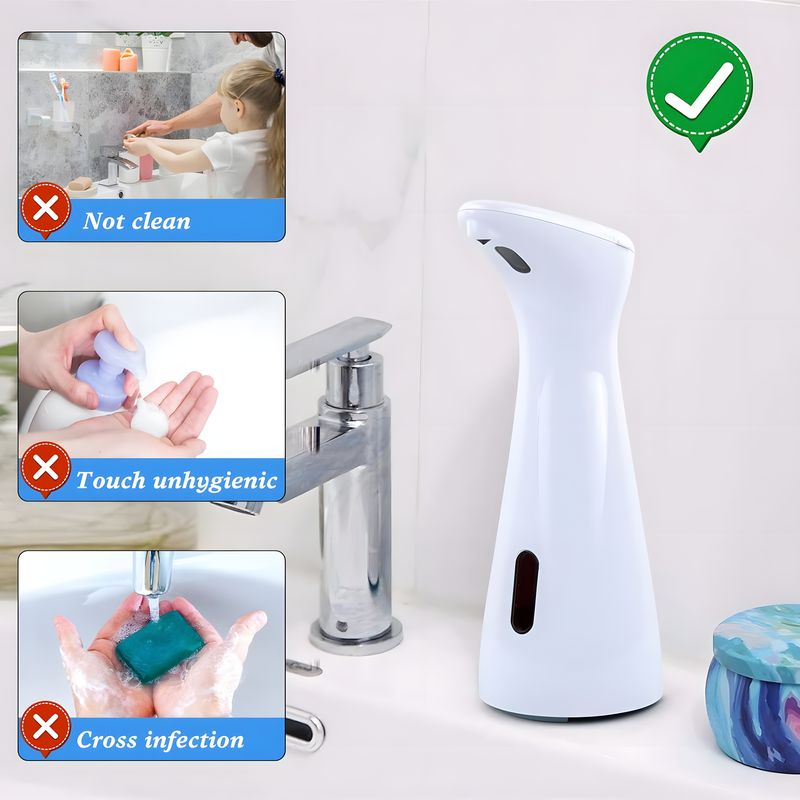 Casa si Gradina - Sanitare - Suporturi si accesorii baie - Dispensere - Dispenser Automat de Sapun Lichid, BLEKSY®, Senzor Touchless, Pentru Baie, Bucatarie si Birou, 200 ml, Dozare 1 ml, Alb - Infinity.ro