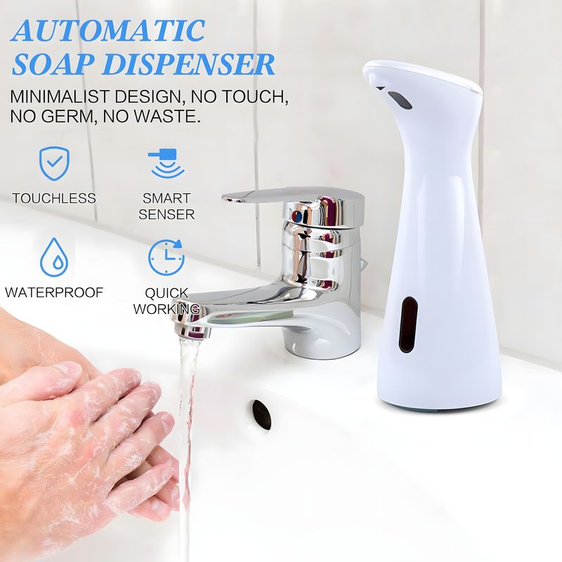 Casa si Gradina - Sanitare - Suporturi si accesorii baie - Dispensere - Dispenser Automat de Sapun Lichid, BLEKSY®, Senzor Touchless, Pentru Baie, Bucatarie si Birou, 200 ml, Dozare 1 ml, Alb - Infinity.ro