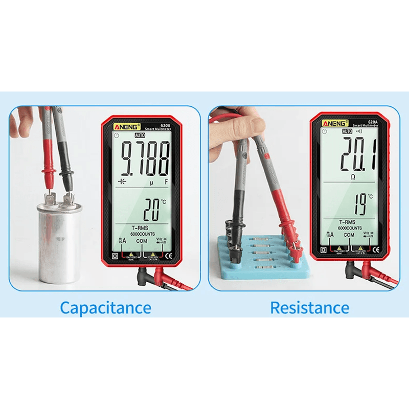 Casa si Gradina - Electrice - Accesorii electrice - Aparate de masura si control - Multimetru Digital, BLEKSY®, Detectie Automata, Curent DC/AC, Voltaj, Capacitate, Rezistenta, NCV, Ecran 12,11 cm, Rosu - Infinity.ro