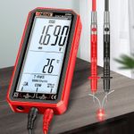 Casa si Gradina - Electrice - Accesorii electrice - Aparate de masura si control - Multimetru Digital, BLEKSY®, Detectie Automata, Curent DC/AC, Voltaj, Capacitate, Rezistenta, NCV, Ecran 12,11 cm, Rosu - Infinity.ro