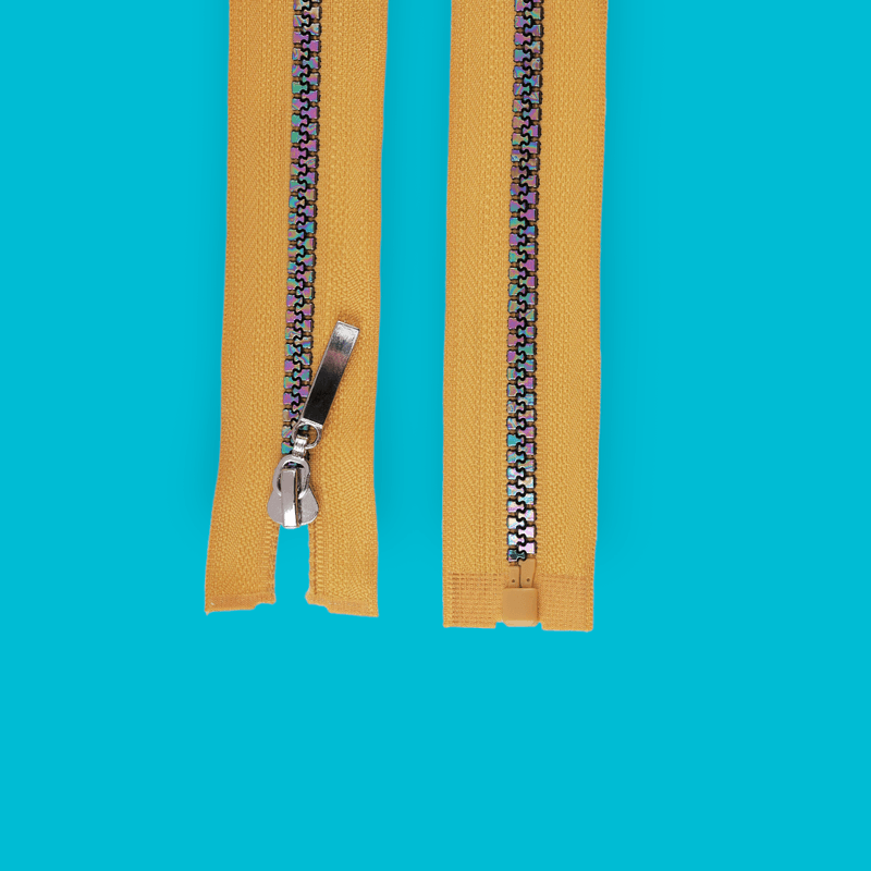 Casa si Gradina - Decoratiuni - DIY - Articole mercerie - Fermoar plastic detasabil, efect curcubeu, lungime 70 cm, Galben mustar - Infinity.ro