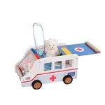 Jucarii, Copii si Bebe - Jucarii si jocuri - Jucarii de rol - Set joaca doctor - Set trusa medicala din lemn cu ambulanta, 7Toys - Infinity.ro