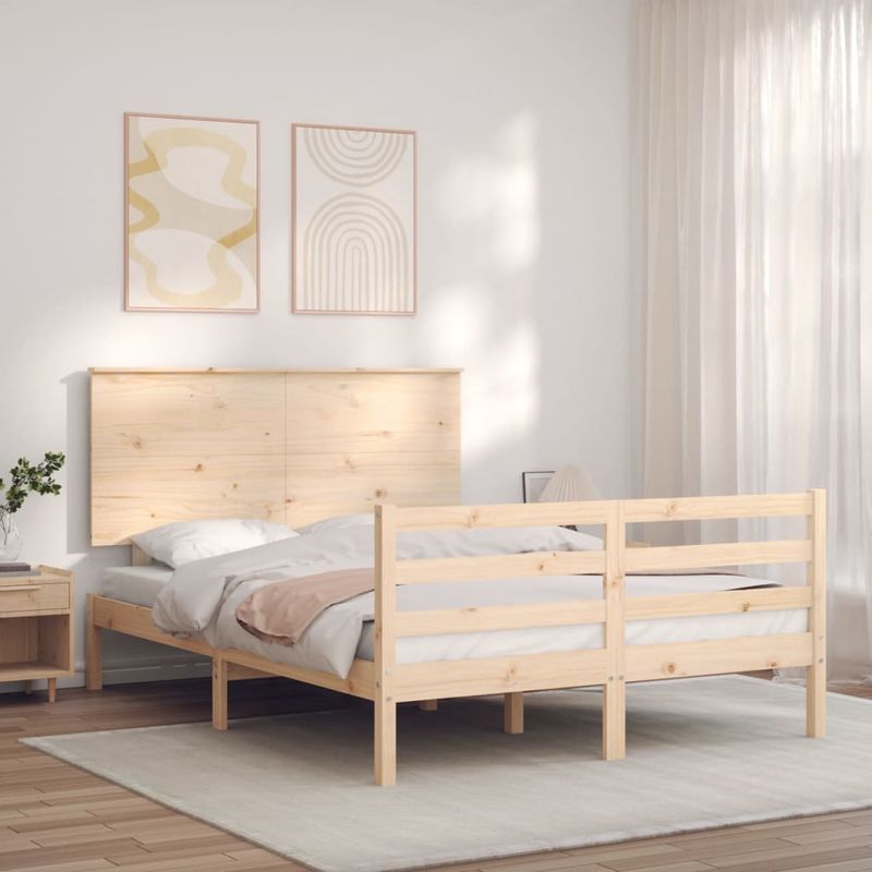 Casa si Gradina - Mobilier - Paturi si accesorii - Paturi - Cadru de pat cu tablie single mic, 140x200 cm, lemn masiv - Infinity.ro