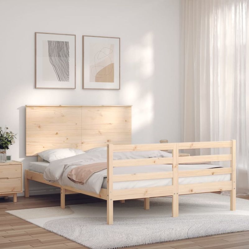 Casa si Gradina - Mobilier - Paturi si accesorii - Paturi - Cadru de pat cu tablie single mic, 140x200 cm, lemn masiv - Infinity.ro
