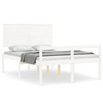 Casa si Gradina - Mobilier - Paturi si accesorii - Paturi - Cadru de pat senior cu tablie single mic, 120x200 cm, alb, lemn masiv - Infinity.ro