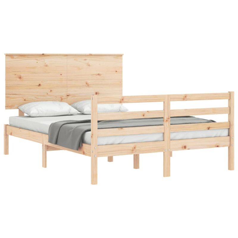 Casa si Gradina - Mobilier - Paturi si accesorii - Paturi - Cadru de pat cu tablie single mic, 140x200 cm, lemn masiv - Infinity.ro