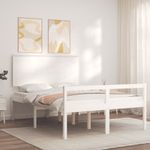 Casa si Gradina - Mobilier - Paturi si accesorii - Paturi - Cadru de pat senior cu tablie single mic, 120x200 cm, alb, lemn masiv - Infinity.ro