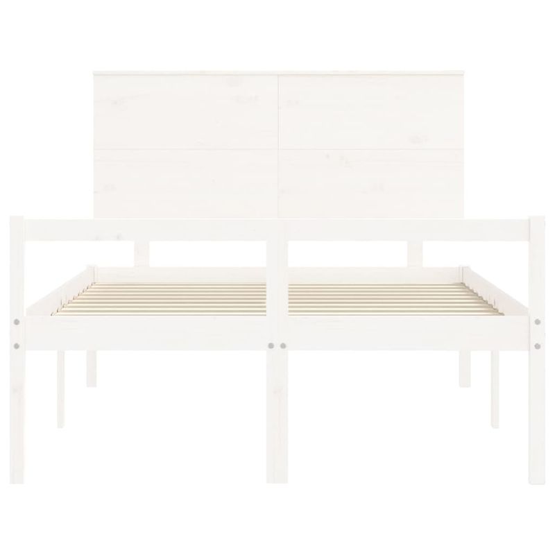 Casa si Gradina - Mobilier - Paturi si accesorii - Paturi - Cadru de pat senior cu tablie single mic, 120x200 cm, alb, lemn masiv - Infinity.ro