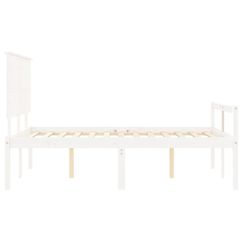 Casa si Gradina - Mobilier - Paturi si accesorii - Paturi - Cadru de pat senior cu tablie single mic, 120x200 cm, alb, lemn masiv - Infinity.ro