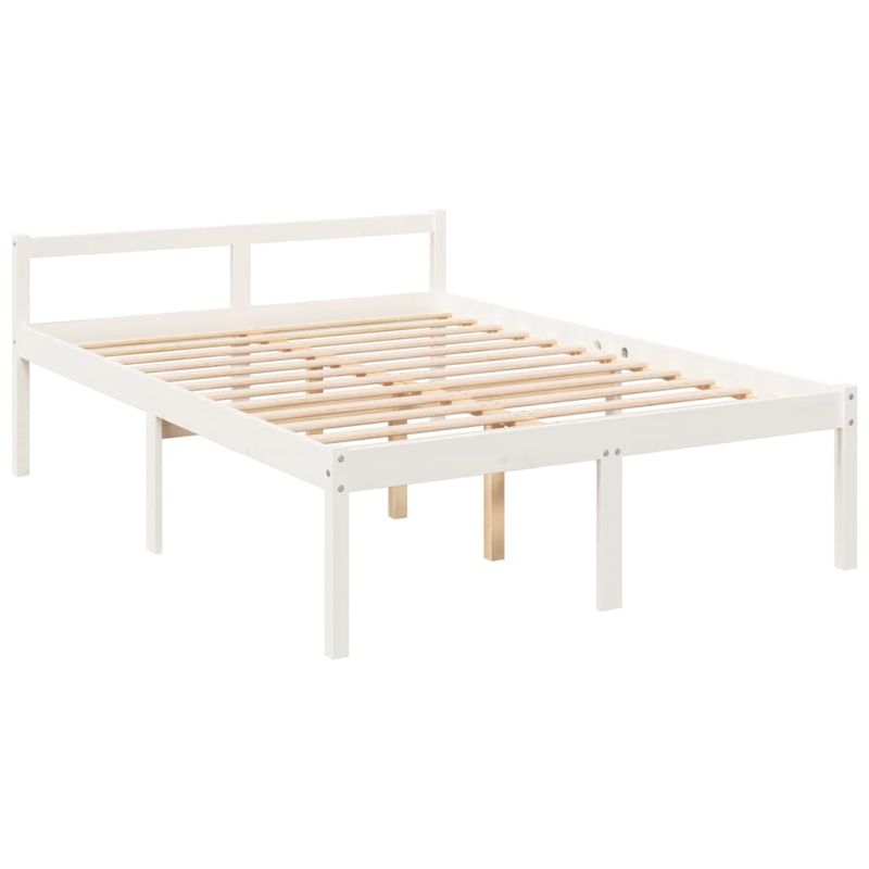 Casa si Gradina - Mobilier - Paturi si accesorii - Paturi - Cadru de pat senior cu tablie single mic, 120x200 cm, alb, lemn masiv - Infinity.ro