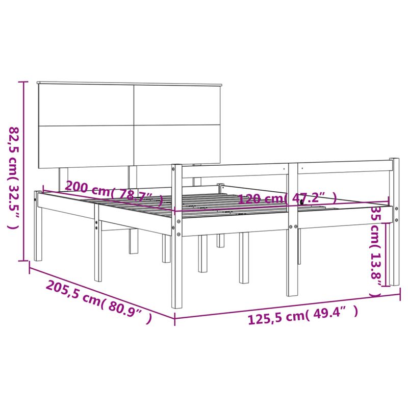 Casa si Gradina - Mobilier - Paturi si accesorii - Paturi - Cadru de pat senior cu tablie single mic, 120x200 cm, alb, lemn masiv - Infinity.ro