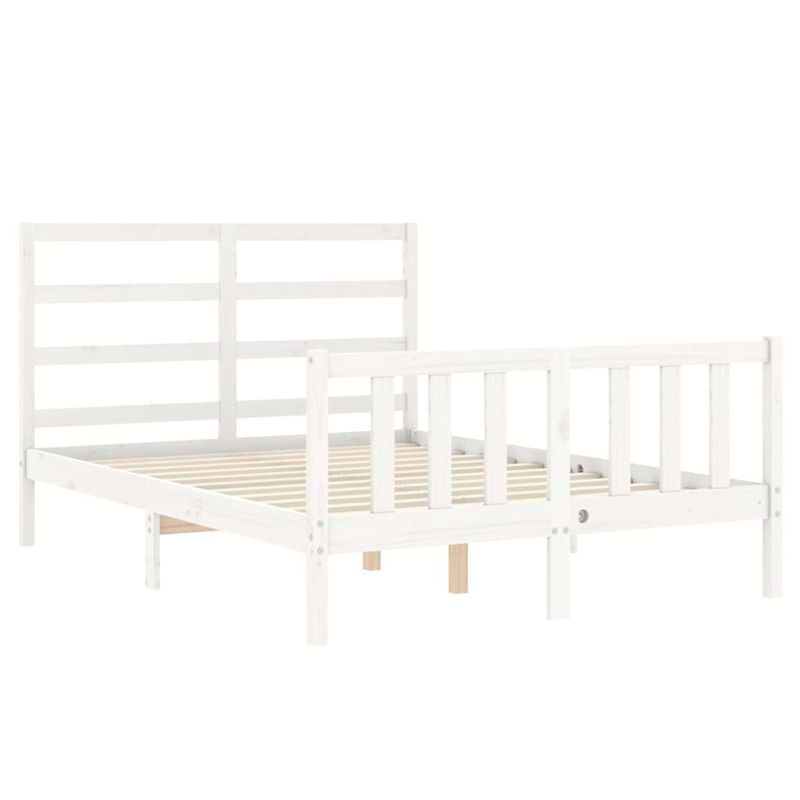 Casa si Gradina - Mobilier - Paturi si accesorii - Paturi - Cadru de pat cu tablie single mic, alb, 120x200 cm, lemn masiv - Infinity.ro