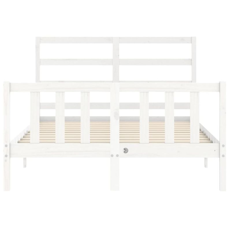 Casa si Gradina - Mobilier - Paturi si accesorii - Paturi - Cadru de pat cu tablie single mic, alb, 120x200 cm, lemn masiv - Infinity.ro