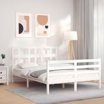 Casa si Gradina - Mobilier - Paturi si accesorii - Paturi - Cadru de pat cu tablie single mic, alb, 120x200 cm, lemn masiv - Infinity.ro