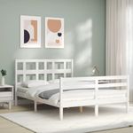 Casa si Gradina - Mobilier - Paturi si accesorii - Paturi - Cadru de pat cu tablie single mic, alb, 120x200 cm, lemn masiv - Infinity.ro