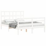 Casa si Gradina - Mobilier - Paturi si accesorii - Paturi - Cadru de pat cu tablie single mic, alb, 120x200 cm, lemn masiv - Infinity.ro