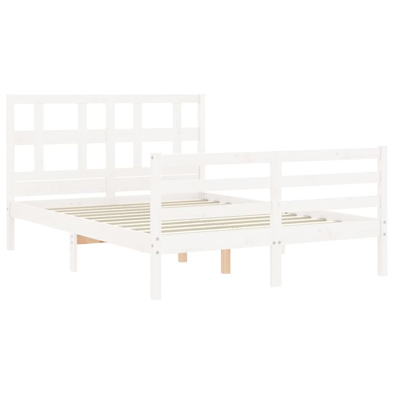 Casa si Gradina - Mobilier - Paturi si accesorii - Paturi - Cadru de pat cu tablie single mic, alb, 120x200 cm, lemn masiv - Infinity.ro