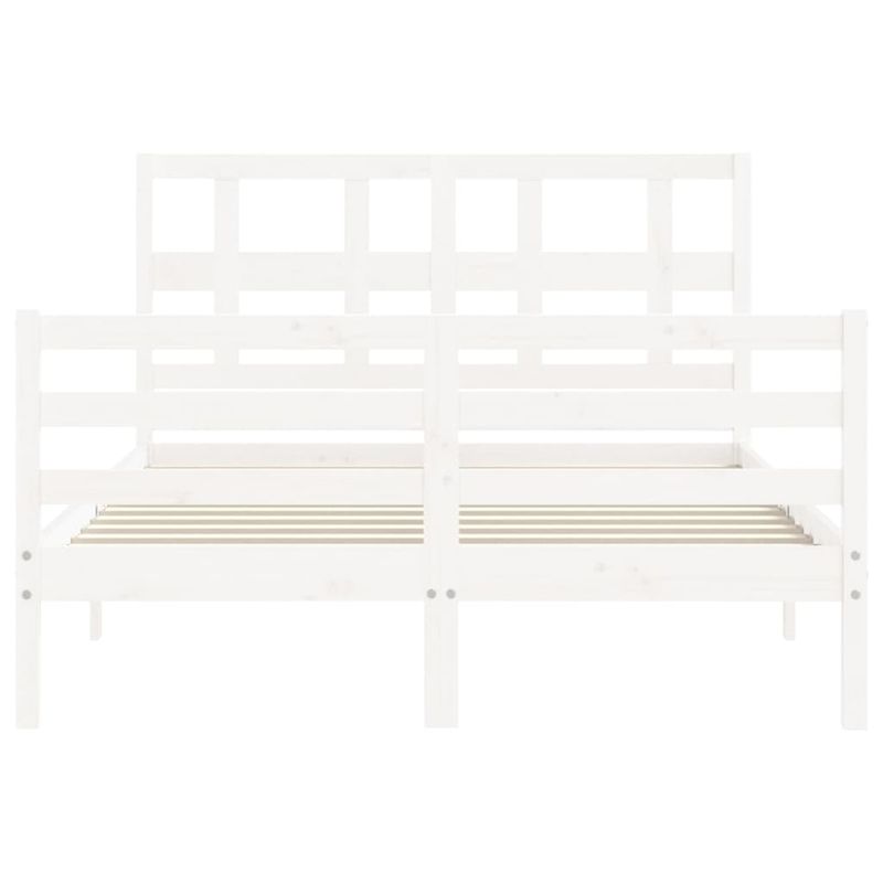 Casa si Gradina - Mobilier - Paturi si accesorii - Paturi - Cadru de pat cu tablie single mic, alb, 120x200 cm, lemn masiv - Infinity.ro