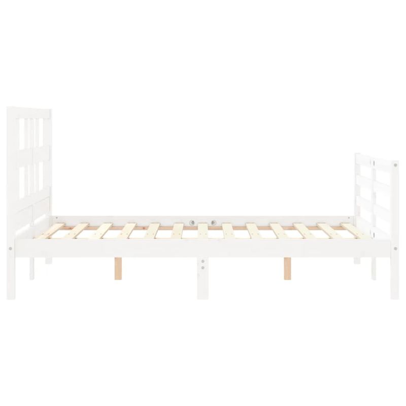 Casa si Gradina - Mobilier - Paturi si accesorii - Paturi - Cadru de pat cu tablie single mic, alb, 120x200 cm, lemn masiv - Infinity.ro