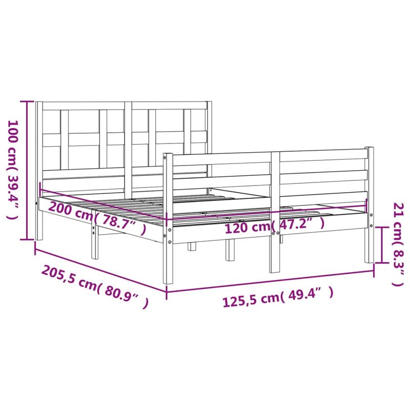 Casa si Gradina - Mobilier - Paturi si accesorii - Paturi - Cadru de pat cu tablie single mic, alb, 120x200 cm, lemn masiv - Infinity.ro