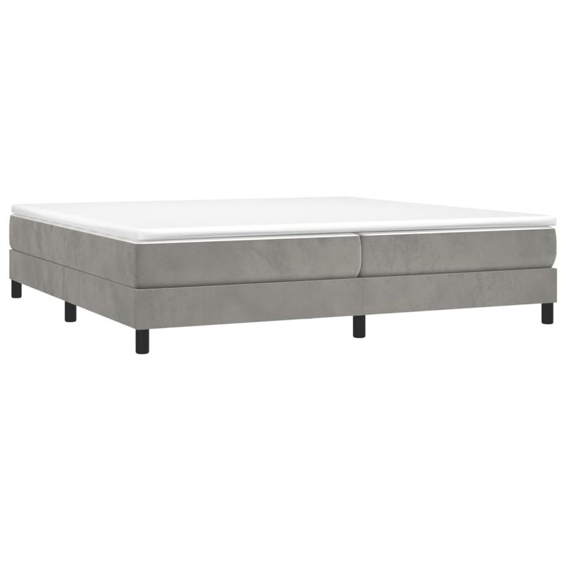 Casa si Gradina - Mobilier - Paturi si accesorii - Paturi - Pat box spring cu saltea, gri deschis, 200x200 cm, catifea - Infinity.ro