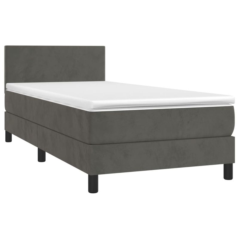 Casa si Gradina - Mobilier - Paturi si accesorii - Paturi - Pat continental cu saltea, gri inchis, 90x200 cm, catifea - Infinity.ro