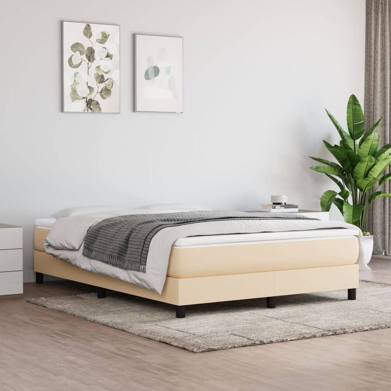 Casa si Gradina - Mobilier - Paturi si accesorii - Paturi - Cadru de pat box spring, crem, 140x190 cm, material textil - Infinity.ro