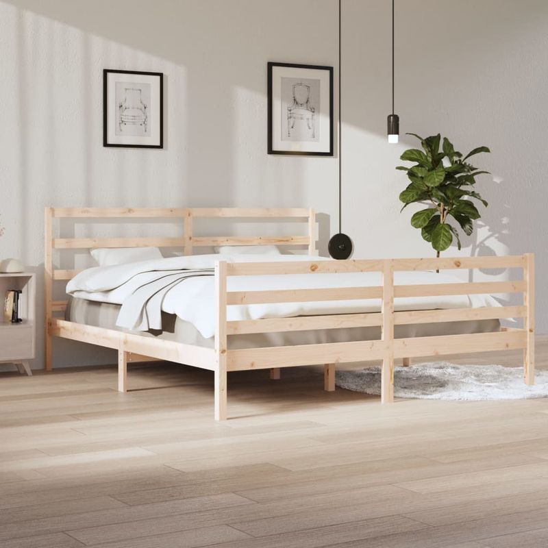 Casa si Gradina - Mobilier - Paturi si accesorii - Paturi - Cadru de pat mic single, 200x200 cm, lemn masiv de pin - Infinity.ro