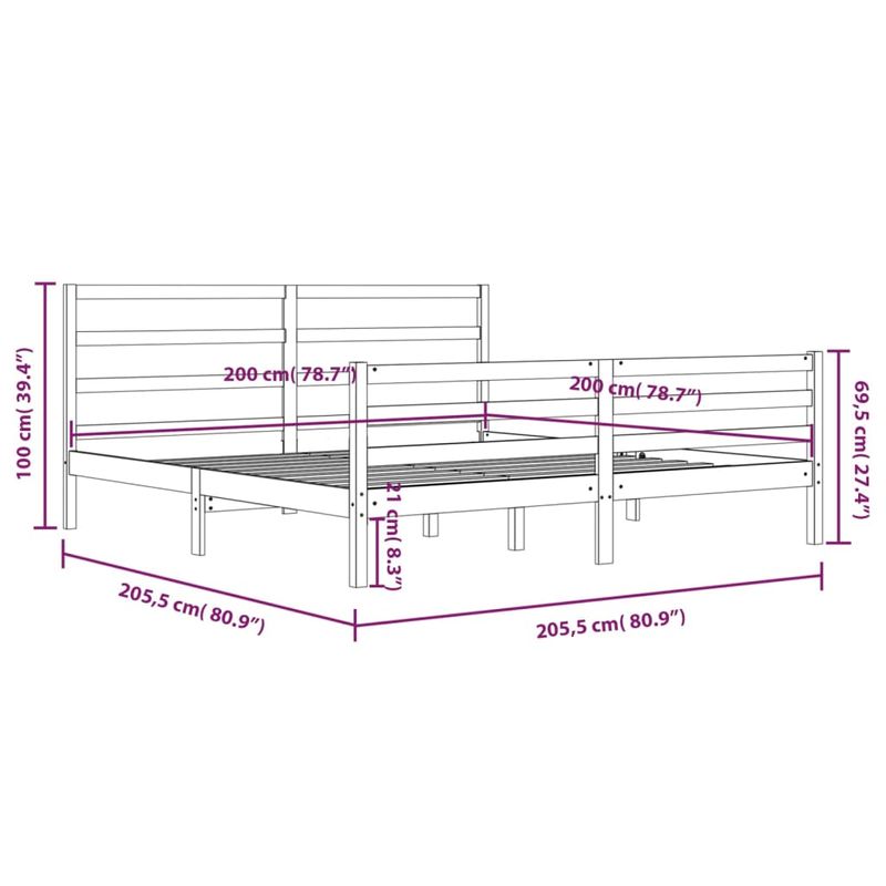 Casa si Gradina - Mobilier - Paturi si accesorii - Paturi - Cadru de pat mic single, 200x200 cm, lemn masiv de pin - Infinity.ro