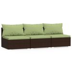 Casa si Gradina - Gradina si terasa - Mobilier exterior - Canapele si fotolii gradina - Canapea cu perne, poliratan, maro și verde, model canapea cu 3 locuri - Infinity.ro