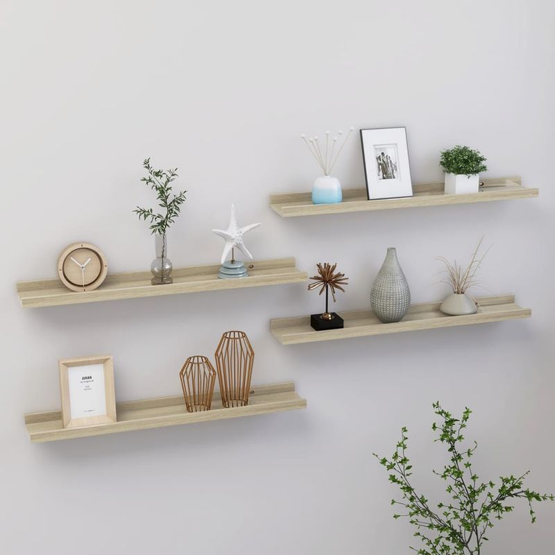 Casa si Gradina - Mobilier - Biblioteci si rafturi - Rafturi - Rafturi de perete, 4 buc., stejar sonoma, 60x9x3 cm - Infinity.ro