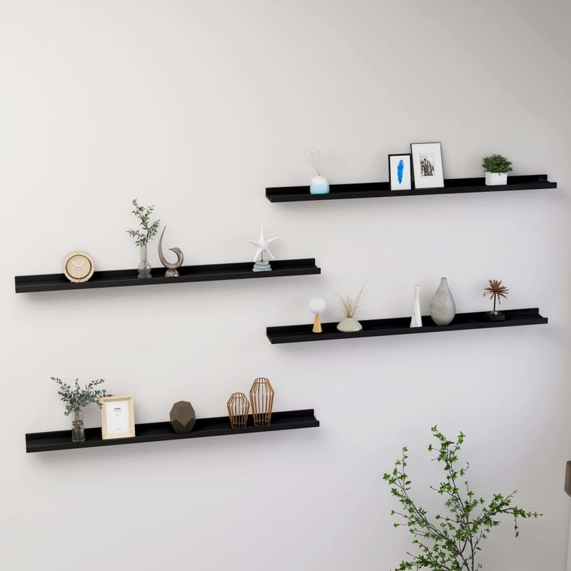 Casa si Gradina - Mobilier - Biblioteci si rafturi - Rafturi - Rafturi de perete, 4 buc., negru, 100x9x3 cm - Infinity.ro