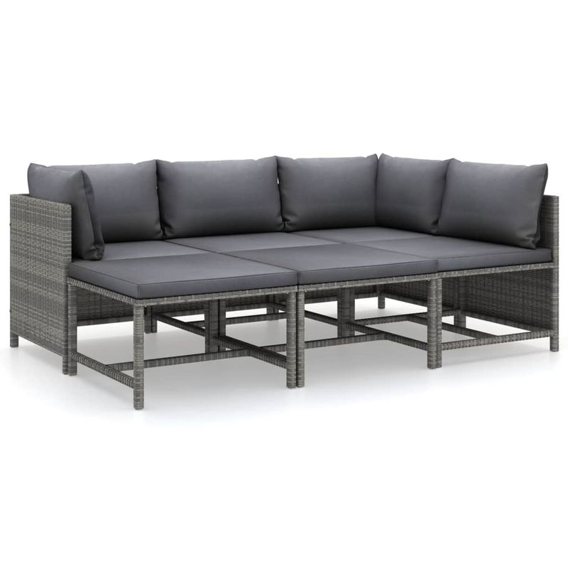Casa si Gradina - Gradina si terasa - Mobilier exterior - Seturi mobila gradina - Set mobilier de gradina cu perne, 6 piese, gri, poliratan - Infinity.ro
