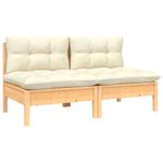 Casa si Gradina - Gradina si terasa - Mobilier exterior - Canapele si fotolii gradina - Canapea coltar de gradina cu perne, cu perne crem, lemn masiv pin, model canapea cu 2 locuri - Infinity.ro