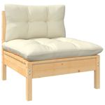 Casa si Gradina - Gradina si terasa - Mobilier exterior - Canapele si fotolii gradina - Canapea coltar de gradina cu perne, cu perne crem, lemn masiv pin, model canapea cu 2 locuri - Infinity.ro
