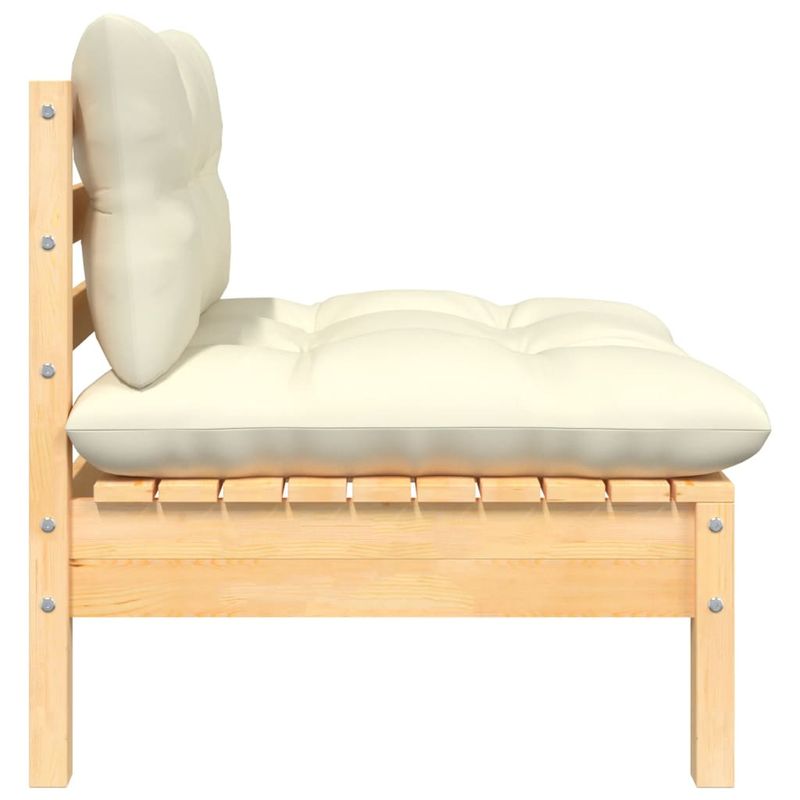 Casa si Gradina - Gradina si terasa - Mobilier exterior - Canapele si fotolii gradina - Canapea coltar de gradina cu perne, cu perne crem, lemn masiv pin, model canapea cu 2 locuri - Infinity.ro