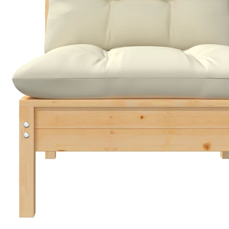 Casa si Gradina - Gradina si terasa - Mobilier exterior - Canapele si fotolii gradina - Canapea coltar de gradina cu perne, cu perne crem, lemn masiv pin, model canapea cu 2 locuri - Infinity.ro