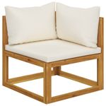Casa si Gradina - Gradina si terasa - Mobilier exterior - Seturi mobila gradina - Set mobilier gradina cu perne, 6 piese, crem, lemn masiv acacia, model 4x colț + mijloc + masă - Infinity.ro