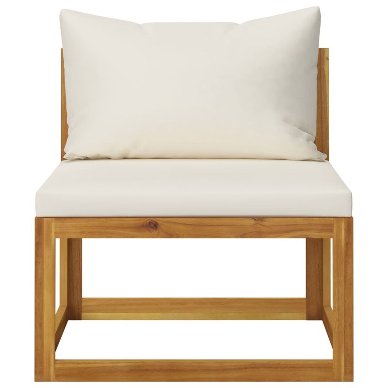 Casa si Gradina - Gradina si terasa - Mobilier exterior - Seturi mobila gradina - Set mobilier gradina cu perne, 6 piese, crem, lemn masiv acacia, model 4x colț + mijloc + masă - Infinity.ro