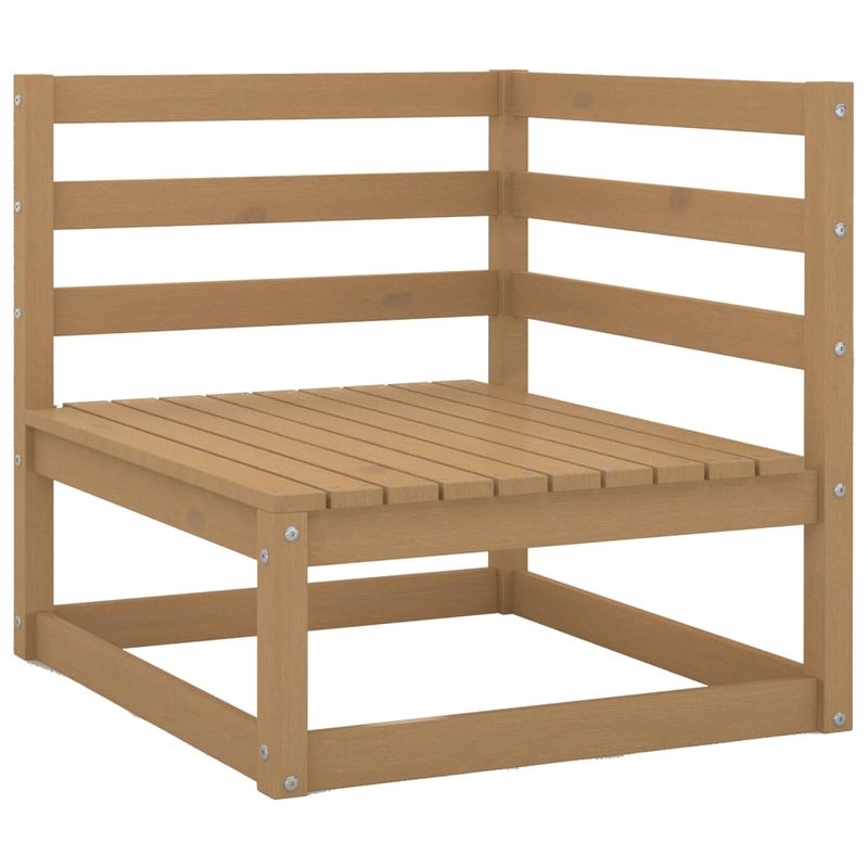 Casa si Gradina - Gradina si terasa - Mobilier exterior - Canapele si fotolii gradina - Canapea coltar de gradina cu perne, maro miere lemn masiv pin, model canapea de colț + suport pentru picioare - Infinity.ro